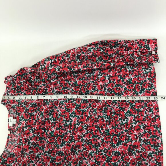 J. Crew Factory Cotton Blend Poplin Ruffle Top Women's XS Floral Holiday Career - Picture 10 of 13